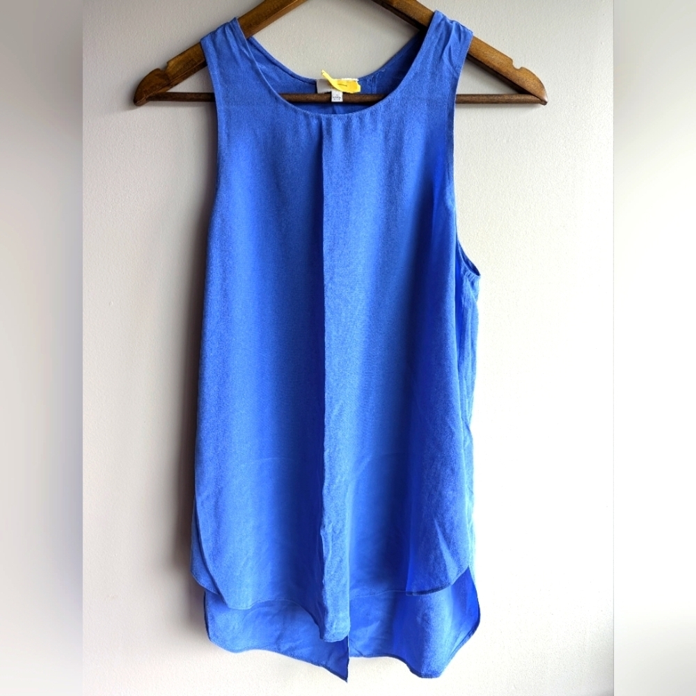 Wilfred 100% Silk Cress-Cross Open Back Blue Tank Top Womens Size S Fairy Grunge